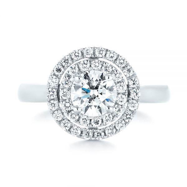  Platinum Custom Diamond Double Halo Engagement Ring - Top View -  103306