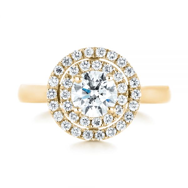 18k Yellow Gold 18k Yellow Gold Custom Diamond Double Halo Engagement Ring - Top View - 103306