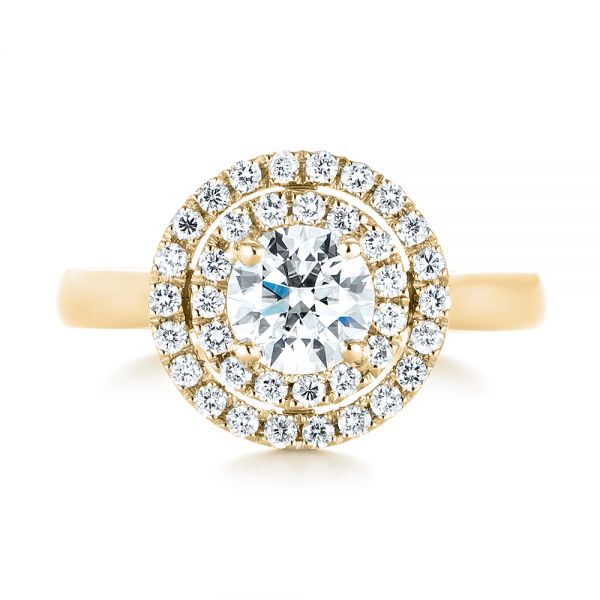 18k Yellow Gold 18k Yellow Gold Custom Diamond Double Halo Engagement Ring - Top View -  103306