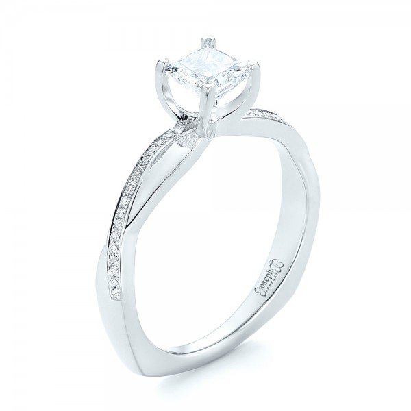  Platinum Platinum Custom Diamond Engagement Ring - Three-Quarter View -  103637