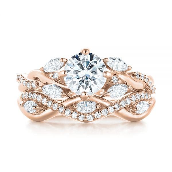 14k Rose Gold 14k Rose Gold Custom Diamond Engagement Ring - Three-Quarter View - 103418
