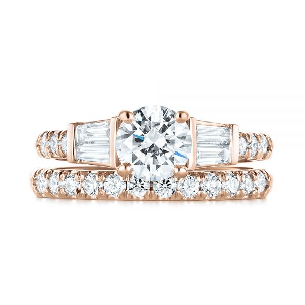 18k Rose Gold 18k Rose Gold Custom Diamond Engagement Ring - Three-Quarter View -  103521