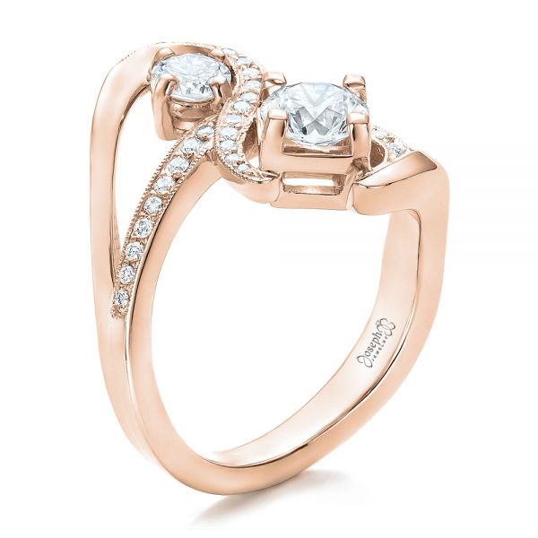 14k Rose Gold 14k Rose Gold Custom Diamond Engagement Ring - Three-Quarter View -  100782