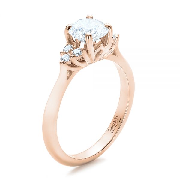 14k Rose Gold 14k Rose Gold Custom Diamond Engagement Ring - Three-Quarter View -  100810