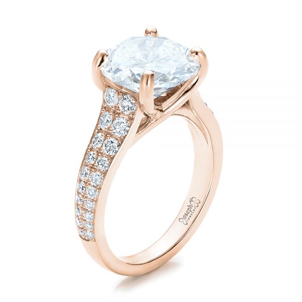 14k Rose Gold 14k Rose Gold Custom Diamond Engagement Ring - Three-Quarter View -  100872
