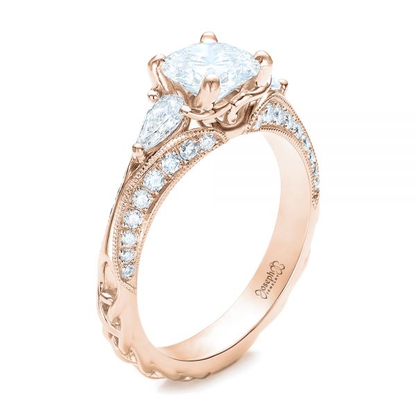 18k Rose Gold 18k Rose Gold Custom Diamond Engagement Ring - Three-Quarter View -  101229