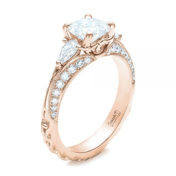 14k Rose Gold 14k Rose Gold Custom Diamond Engagement Ring - Three-Quarter View - 101229