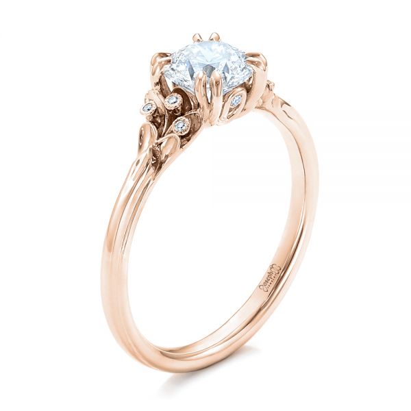 14k Rose Gold 14k Rose Gold Custom Diamond Engagement Ring - Three-Quarter View -  102024