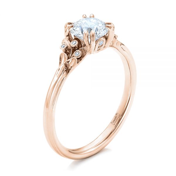 14k Rose Gold 14k Rose Gold Custom Diamond Engagement Ring - Three-Quarter View - 102024