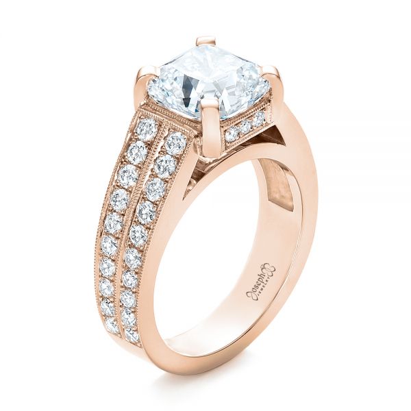 14k Rose Gold 14k Rose Gold Custom Diamond Engagement Ring - Three-Quarter View -  102042