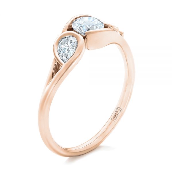 18k Rose Gold 18k Rose Gold Custom Diamond Engagement Ring - Three-Quarter View - 102089