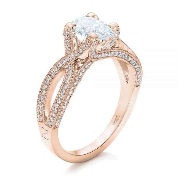 14k Rose Gold 14k Rose Gold Custom Diamond Engagement Ring - Three-Quarter View -  102239