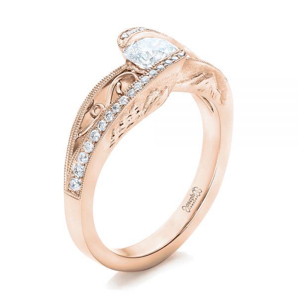 18k Rose Gold 18k Rose Gold Custom Diamond Engagement Ring - Three-Quarter View -  102315