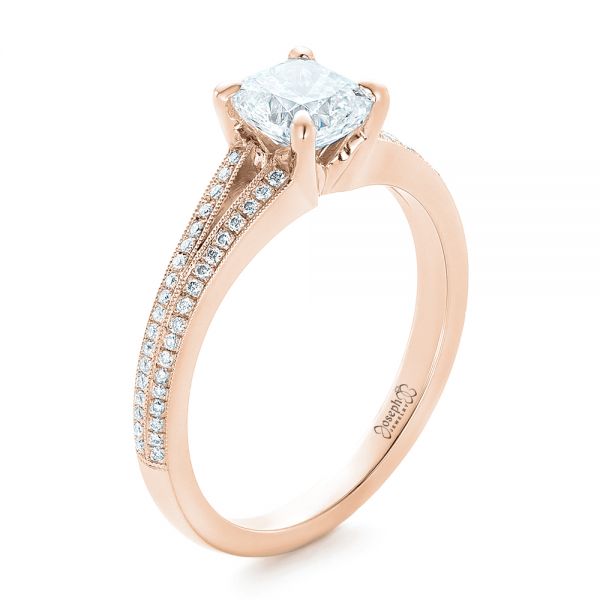 14k Rose Gold 14k Rose Gold Custom Diamond Engagement Ring - Three-Quarter View -  102325