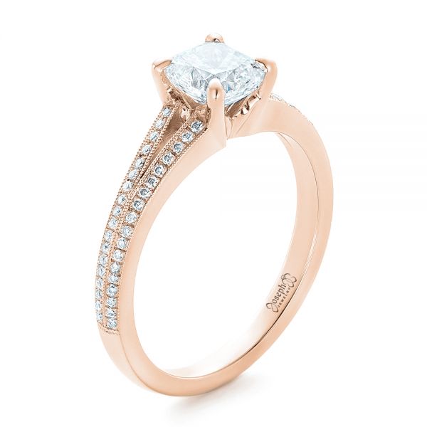 14k Rose Gold 14k Rose Gold Custom Diamond Engagement Ring - Three-Quarter View - 102325