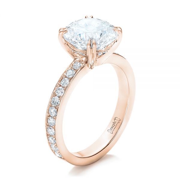 14k Rose Gold 14k Rose Gold Custom Diamond Engagement Ring - Three-Quarter View - 102339