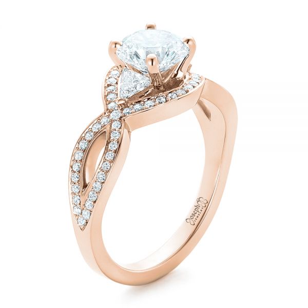 14k Rose Gold 14k Rose Gold Custom Diamond Engagement Ring - Three-Quarter View -  102354