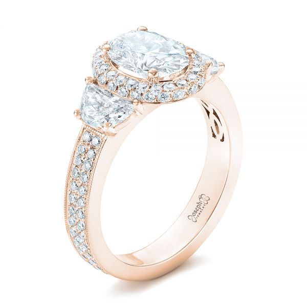 18k Rose Gold 18k Rose Gold Custom Diamond Engagement Ring - Three-Quarter View -  102415