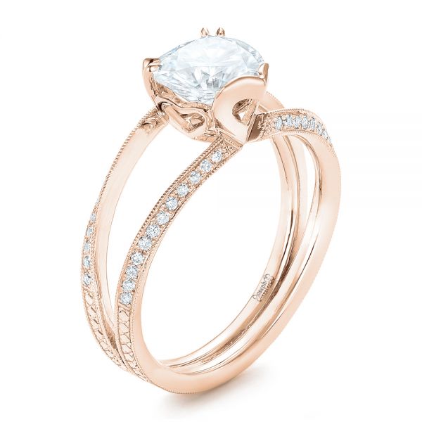 14k Rose Gold 14k Rose Gold Custom Diamond Engagement Ring - Three-Quarter View - 102463