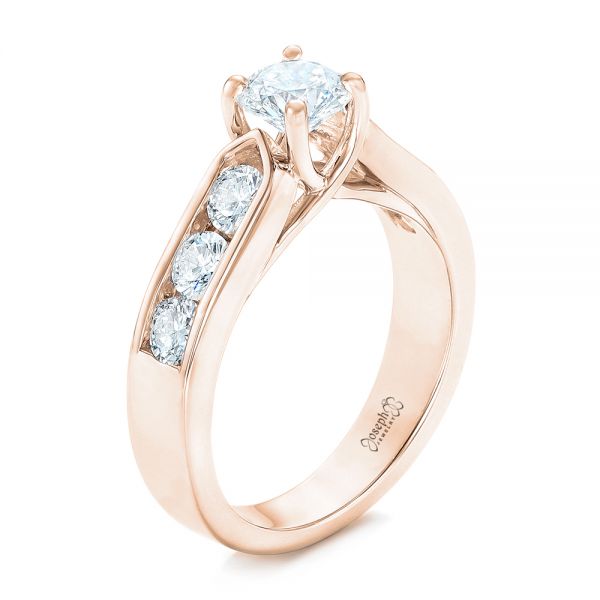 14k Rose Gold 14k Rose Gold Custom Diamond Engagement Ring - Three-Quarter View -  102470