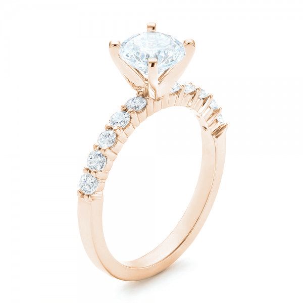 14k Rose Gold 14k Rose Gold Custom Diamond Engagement Ring - Three-Quarter View -  102582