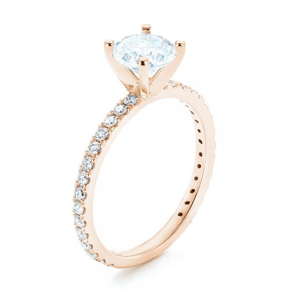 18k Rose Gold 18k Rose Gold Custom Diamond Engagement Ring - Three-Quarter View - 102586