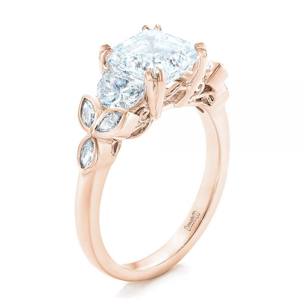 14k Rose Gold 14k Rose Gold Custom Diamond Engagement Ring - Three-Quarter View -  102594