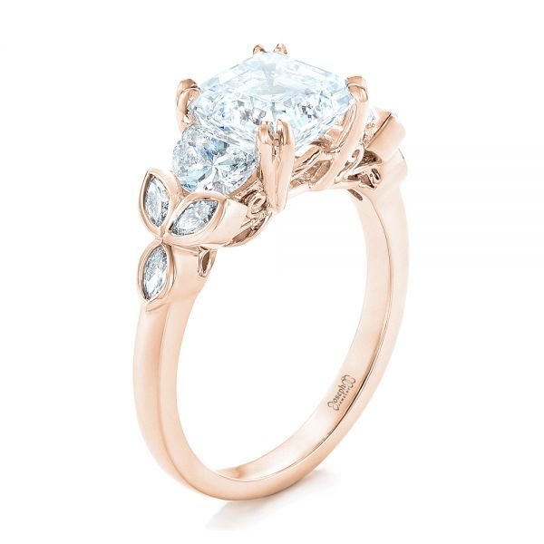 14k Rose Gold 14k Rose Gold Custom Diamond Engagement Ring - Three-Quarter View - 102594
