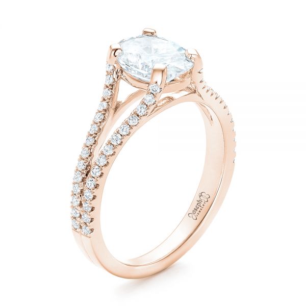 14k Rose Gold 14k Rose Gold Custom Diamond Engagement Ring - Three-Quarter View -  102604