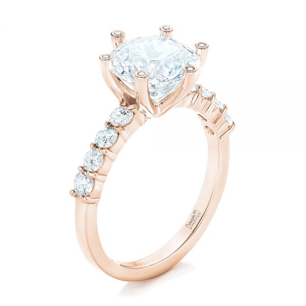 18k Rose Gold 18k Rose Gold Custom Diamond Engagement Ring - Three-Quarter View - 102614