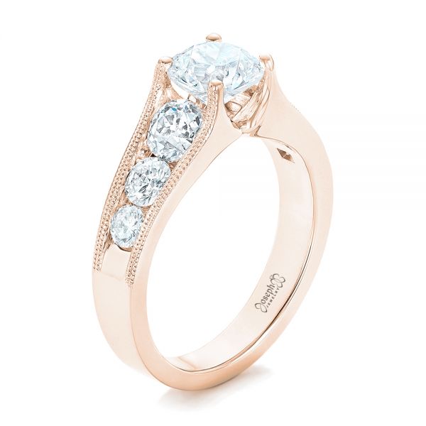 14k Rose Gold 14k Rose Gold Custom Diamond Engagement Ring - Three-Quarter View -  102762