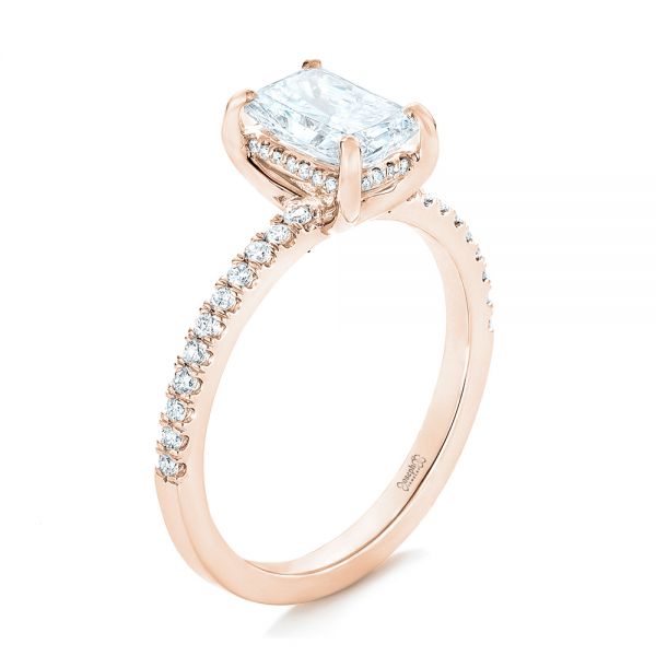 18k Rose Gold 18k Rose Gold Custom Diamond Engagement Ring - Three-Quarter View -  102856