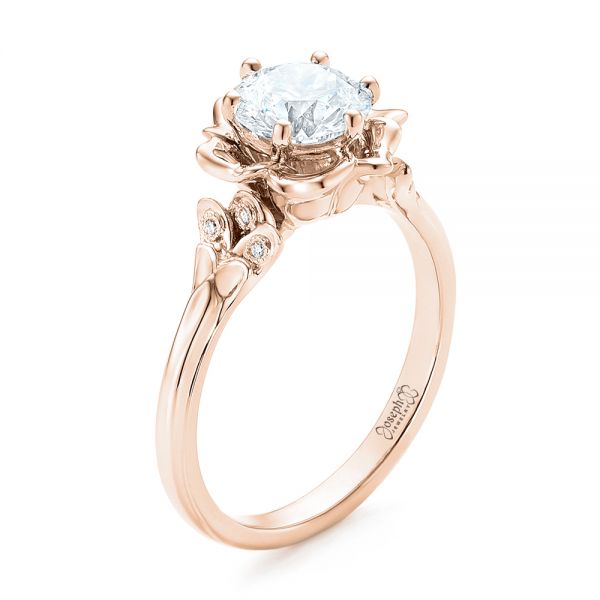 18k Rose Gold 18k Rose Gold Custom Diamond Engagement Ring - Three-Quarter View -  102896