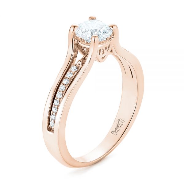 14k Rose Gold 14k Rose Gold Custom Diamond Engagement Ring - Three-Quarter View -  102903