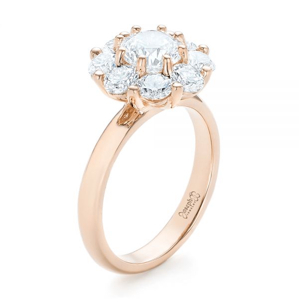 14k Rose Gold 14k Rose Gold Custom Diamond Engagement Ring - Three-Quarter View -  102927
