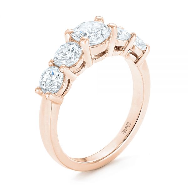 18k Rose Gold 18k Rose Gold Custom Diamond Engagement Ring - Three-Quarter View -  102941