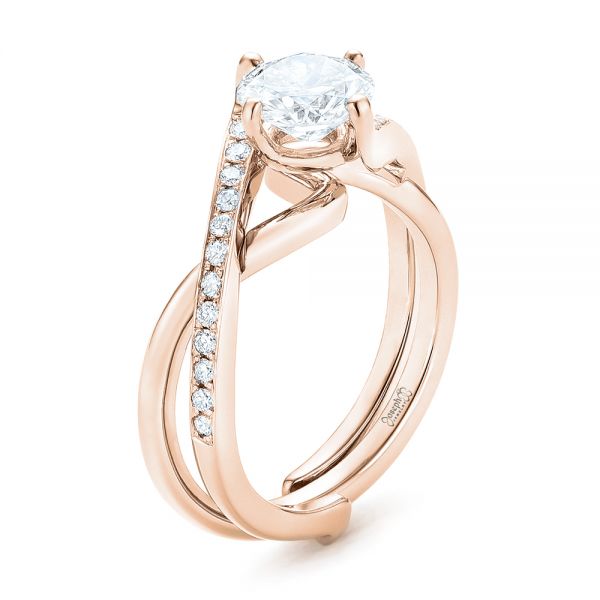 18k Rose Gold 18k Rose Gold Custom Diamond Engagement Ring - Three-Quarter View -  102969