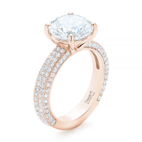 14k Rose Gold 14k Rose Gold Custom Diamond Engagement Ring - Three-Quarter View -  102971