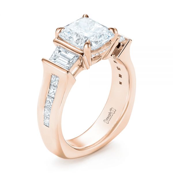 18k Rose Gold 18k Rose Gold Custom Diamond Engagement Ring - Three-Quarter View -  103017