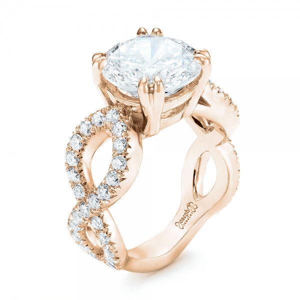 14k Rose Gold 14k Rose Gold Custom Diamond Engagement Ring - Three-Quarter View -  103042