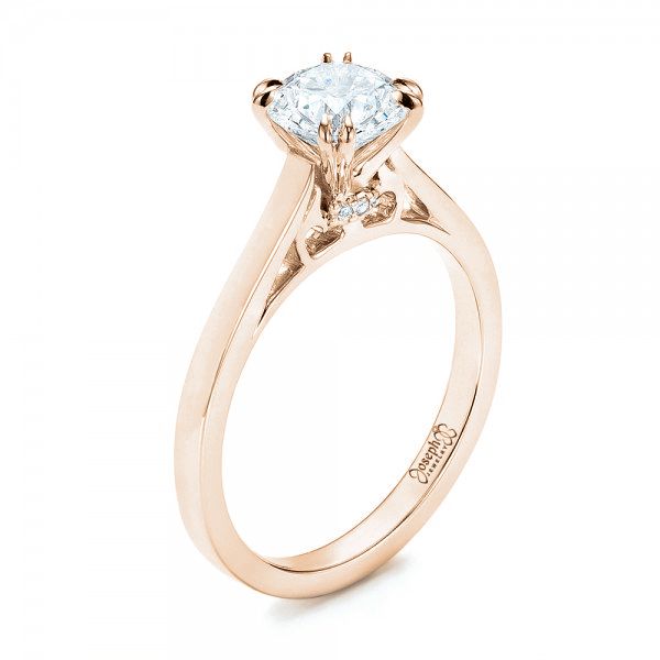 14k Rose Gold 14k Rose Gold Custom Diamond Engagement Ring - Three-Quarter View -  103057