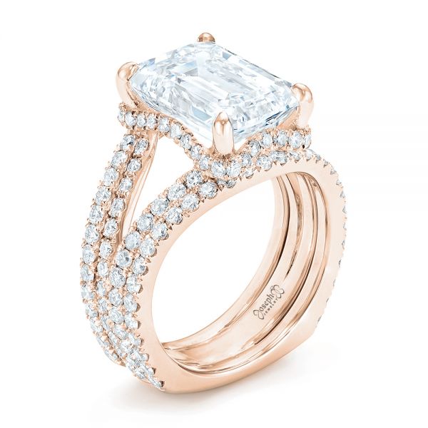 14k Rose Gold 14k Rose Gold Custom Diamond Engagement Ring - Three-Quarter View -  103138