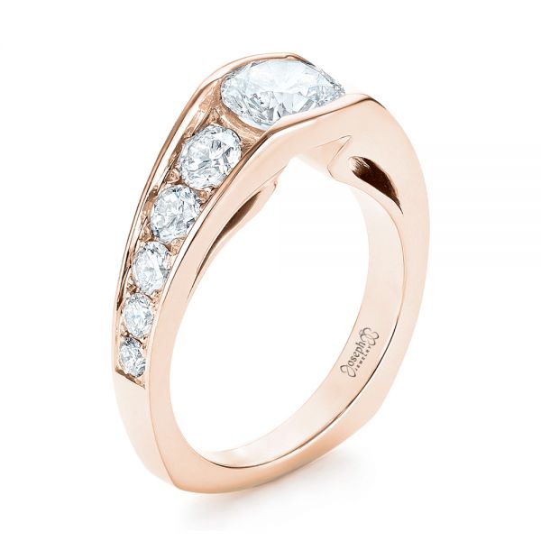 18k Rose Gold 18k Rose Gold Custom Diamond Engagement Ring - Three-Quarter View - 103165
