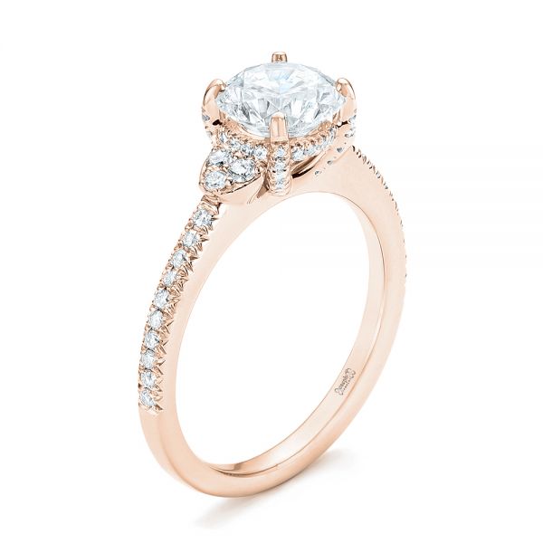 14k Rose Gold 14k Rose Gold Custom Diamond Engagement Ring - Three-Quarter View -  103219