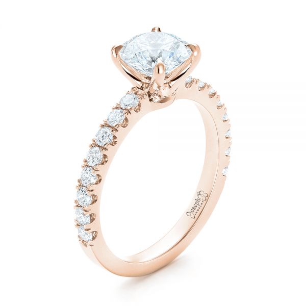 18k Rose Gold 18k Rose Gold Custom Diamond Engagement Ring - Three-Quarter View -  103235