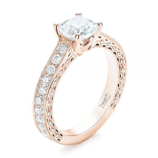 14k Rose Gold 14k Rose Gold Custom Diamond Engagement Ring - Three-Quarter View -  103303