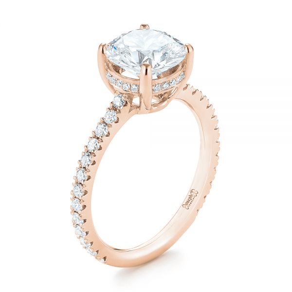 14k Rose Gold 14k Rose Gold Custom Diamond Engagement Ring - Three-Quarter View -  103369