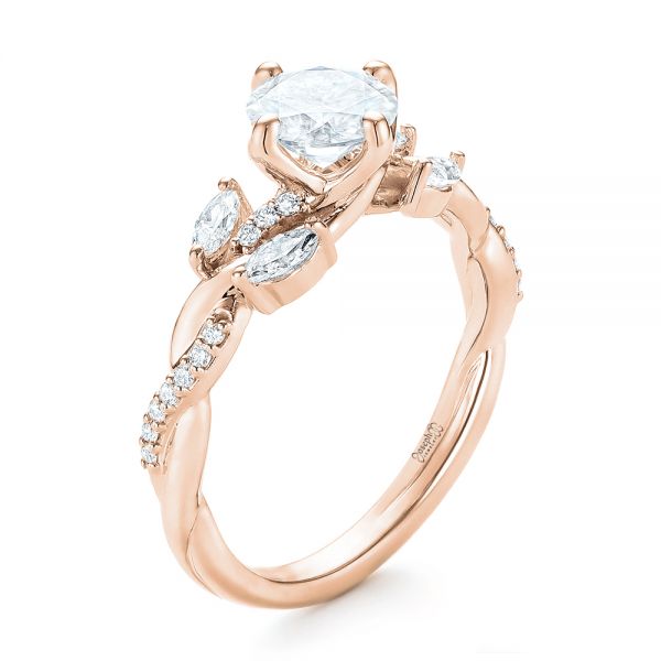 14k Rose Gold 14k Rose Gold Custom Diamond Engagement Ring - Three-Quarter View -  103418