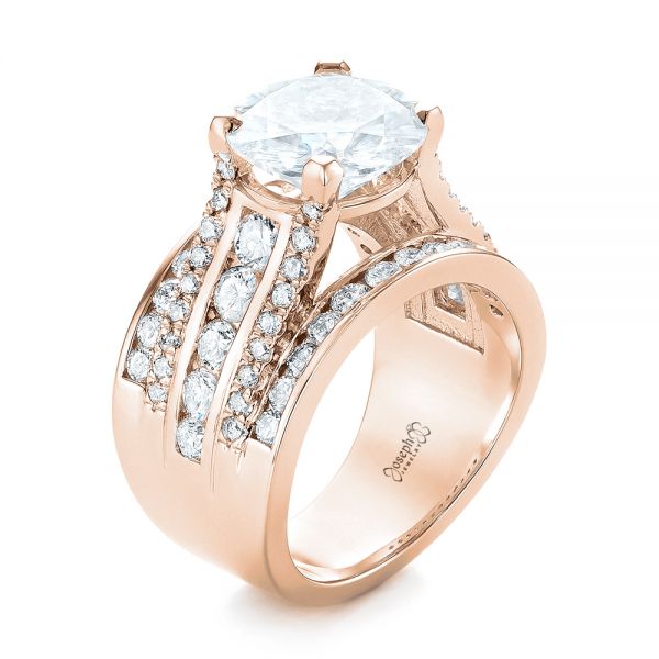 18k Rose Gold 18k Rose Gold Custom Diamond Engagement Ring - Three-Quarter View -  103487