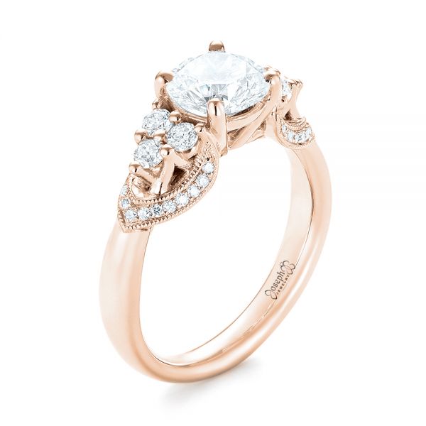 14k Rose Gold 14k Rose Gold Custom Diamond Engagement Ring - Three-Quarter View - 103519